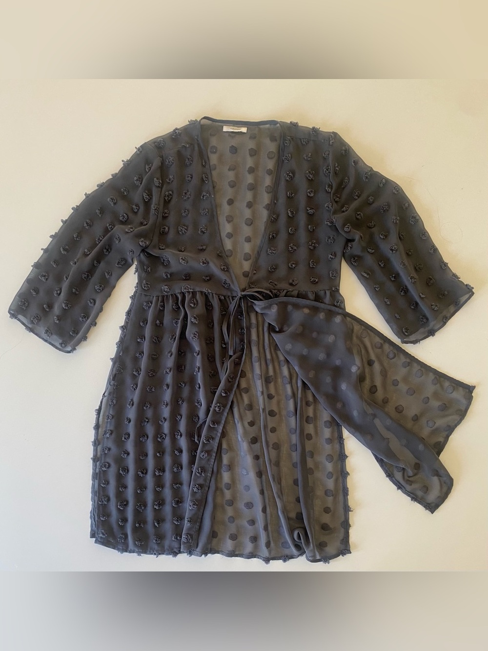 Maurices Sheer Polka Dot Tie-Front kimono